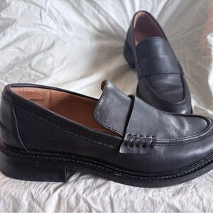 Women’s Black Leather Penny Loafers